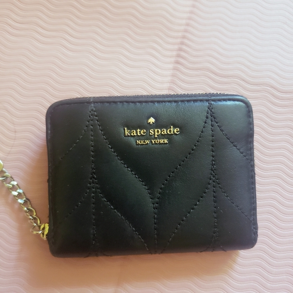 KATE SPADE Black Quilted Leather Wallet with Key Holder
